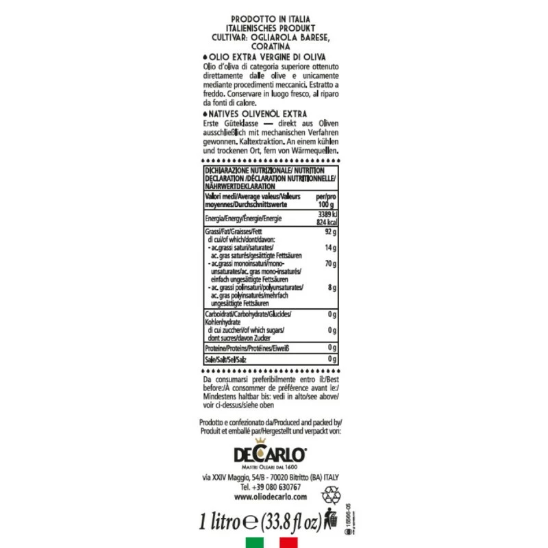 De CarloExtra Virgin Olive Oil Il Classico Can 1l 2 De CarloExtra Virgin Olive Oil Il Classico Can 1l - Image 2