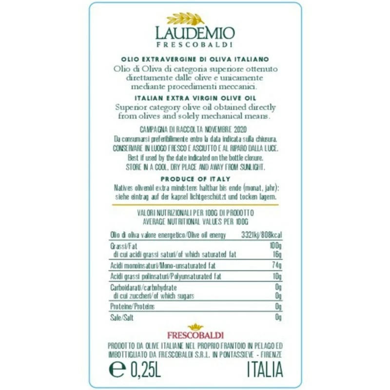 FrescobaldiExtra Virgin Olive Oil Laudemio 250ml 2 FrescobaldiExtra Virgin Olive Oil Laudemio 250ml - Image 2