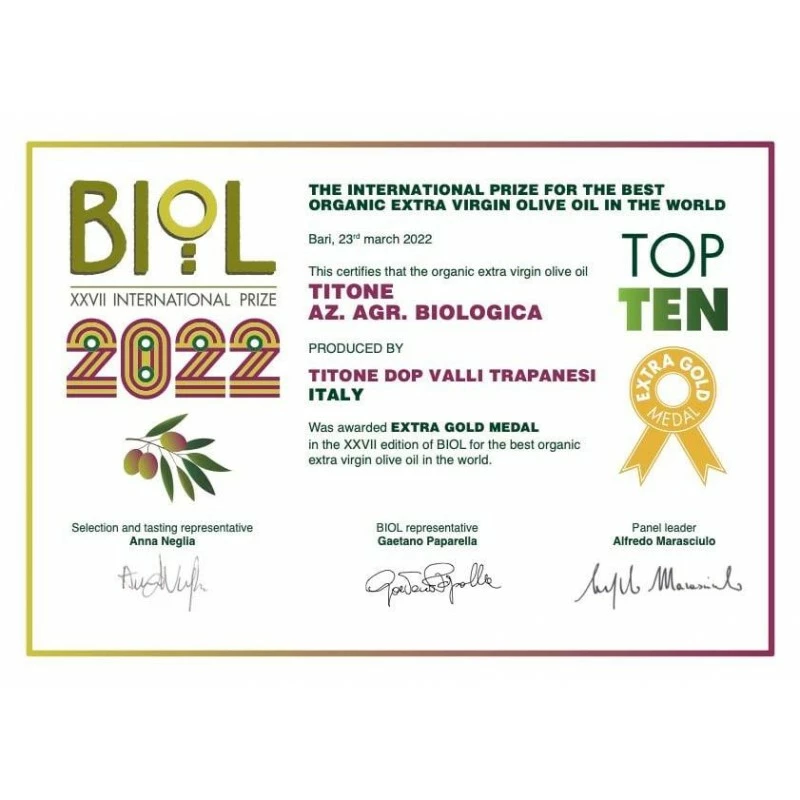 TitoneExtra Virgin Olive Oil PDO Valli Trapanesi Organic 500ml 2 TitoneExtra Virgin Olive Oil PDO Valli Trapanesi Organic 500ml - Image 2