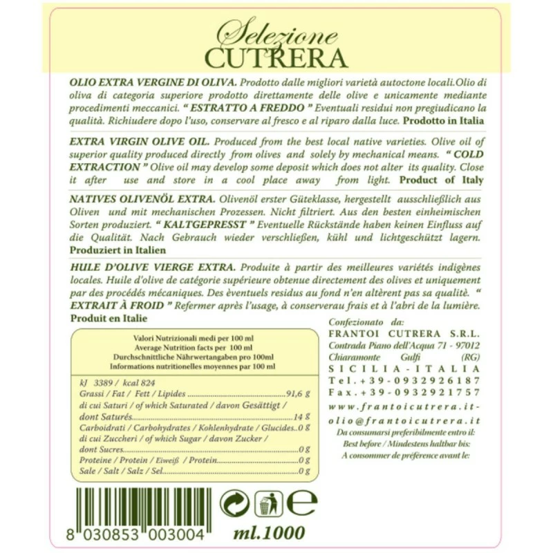 CutreraExtra Virgin Olive Oil Selezione 1l 2 CutreraExtra Virgin Olive Oil Selezione 1l - Image 2
