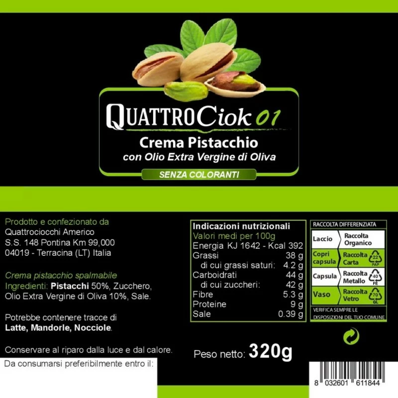 QuattrociocchiPistachio Cream With Olive Oil 320gr 2 QuattrociocchiPistachio Cream With Olive Oil 320gr - Image 2