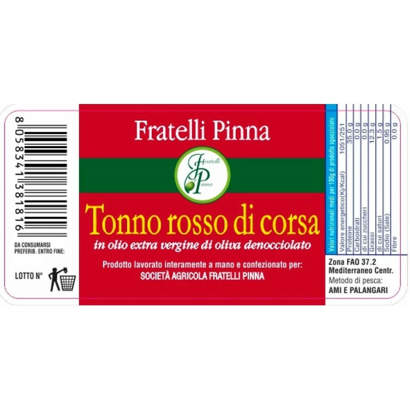 Fratelli PinnaRed Tuna In Extra Virgin Olive Oil 212gr 2 Fratelli PinnaRed Tuna In Extra Virgin Olive Oil 212gr - Image 2