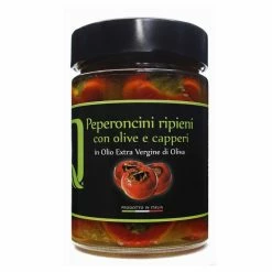 QuattrociocchiStuffed Chili Peppers With Olives Anchovies And Capers In Extra Virgin Olive Oil 320gr